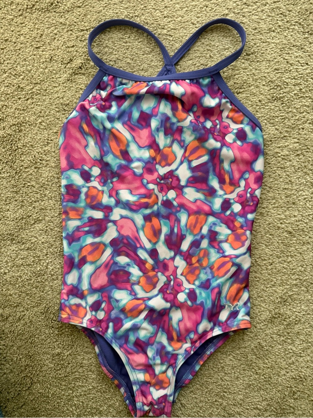 TYR Girls' Purple Pink Orange Multicolor Floral One-Piece Swimsuit